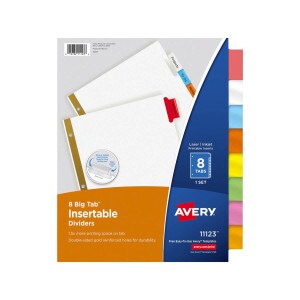 8 Tab Color Letter Binder Dividers